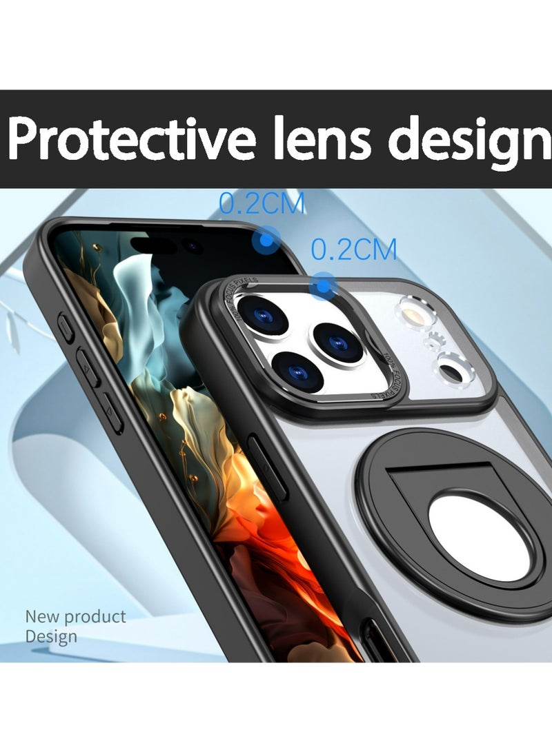 X-level Compatible with iPhone 17 Pro Max Case with Invisible Magnetic O-Ring Stand Military-Grade Translucent Case [Compatible with Mag-Safe][Great Grip Feeling], Black - Image 5