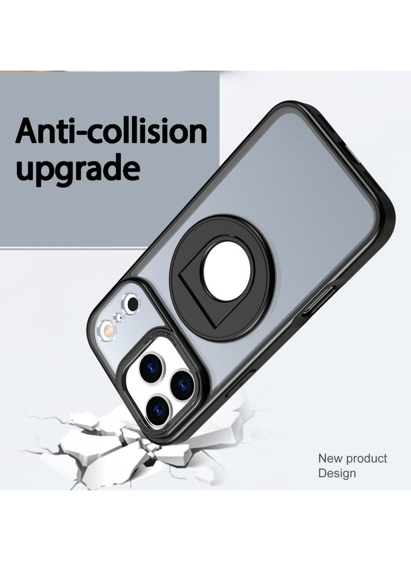 X-level Compatible with iPhone 17 Pro Max Case with Invisible Magnetic O-Ring Stand Military-Grade Translucent Case [Compatible with Mag-Safe][Great Grip Feeling], Black - Image 2