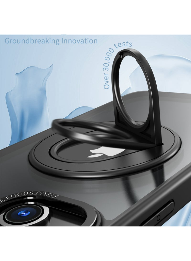 X-level Compatible with iPhone 17 Pro Max Case with Invisible Magnetic O-Ring Stand Military-Grade Translucent Case [Compatible with Mag-Safe][Great Grip Feeling], Black - Image 4