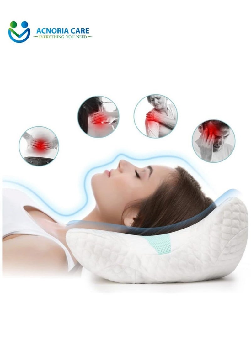 ACNORIA CARE Memory Foam Cervical Support Pillow To Support The Neck And Relieve Pain Suitable For Side Back And Stomach Sleepers Size 61 * 37 * 14 cm - From Acnoria Care  - Image 1