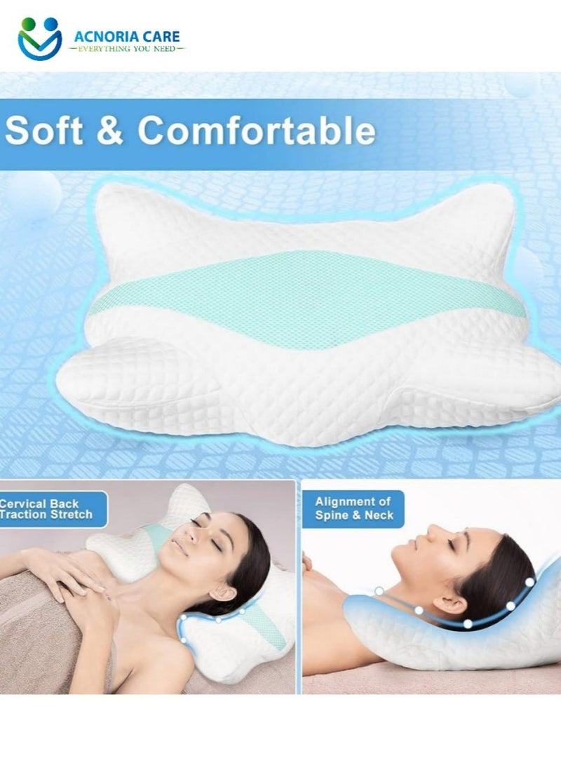 ACNORIA CARE Memory Foam Cervical Support Pillow To Support The Neck And Relieve Pain Suitable For Side Back And Stomach Sleepers Size 61 * 37 * 14 cm - From Acnoria Care  - Image 5
