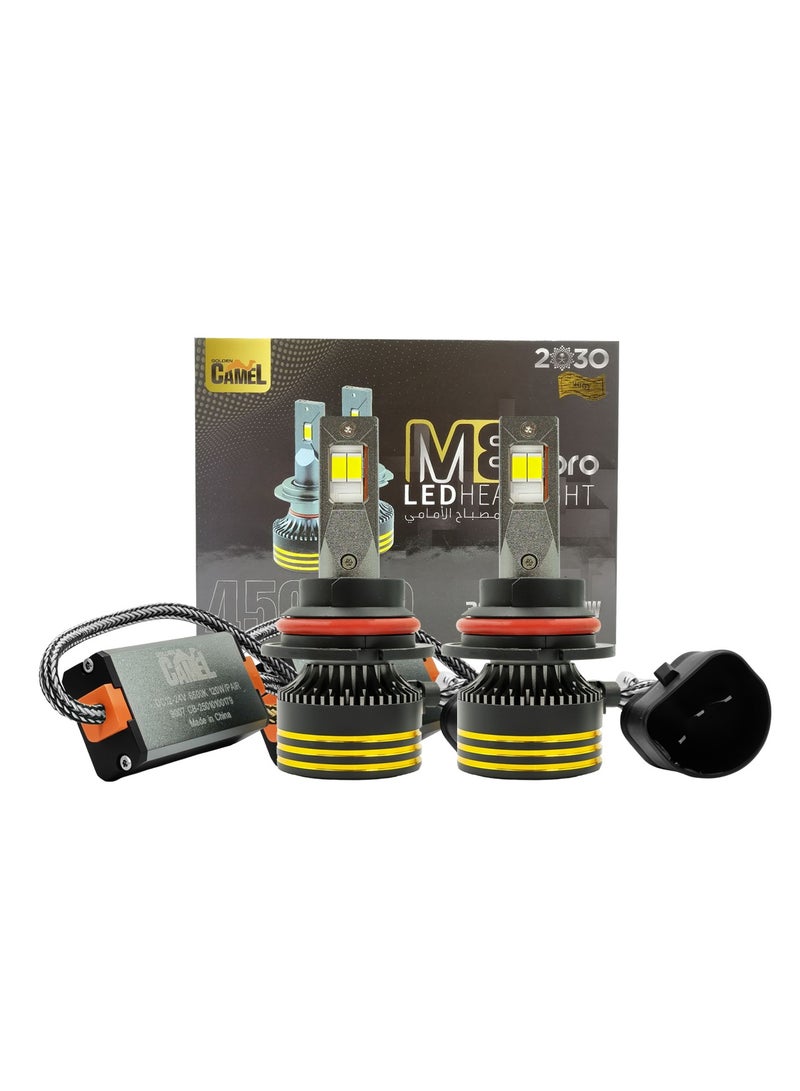 جولدن كامل مصباح أمامي LED M8 Pro من GOLDEN CAMEL، 9007 لمبات، 120 واط، 30000 لومن، 6500 كلفن، مقاوم للماء IP65، توصيل وتشغيل، جاهز لـ CANBUS، 12 فولت - 24 فولت، عبوة من قطعتين، سيارة SUV شاحنة - Image 1
