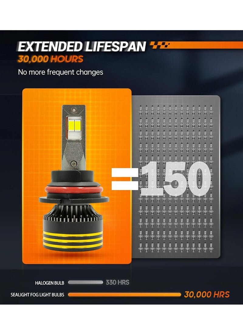 جولدن كامل مصباح أمامي LED M8 Pro من GOLDEN CAMEL، 9007 لمبات، 120 واط، 30000 لومن، 6500 كلفن، مقاوم للماء IP65، توصيل وتشغيل، جاهز لـ CANBUS، 12 فولت - 24 فولت، عبوة من قطعتين، سيارة SUV شاحنة - Image 4