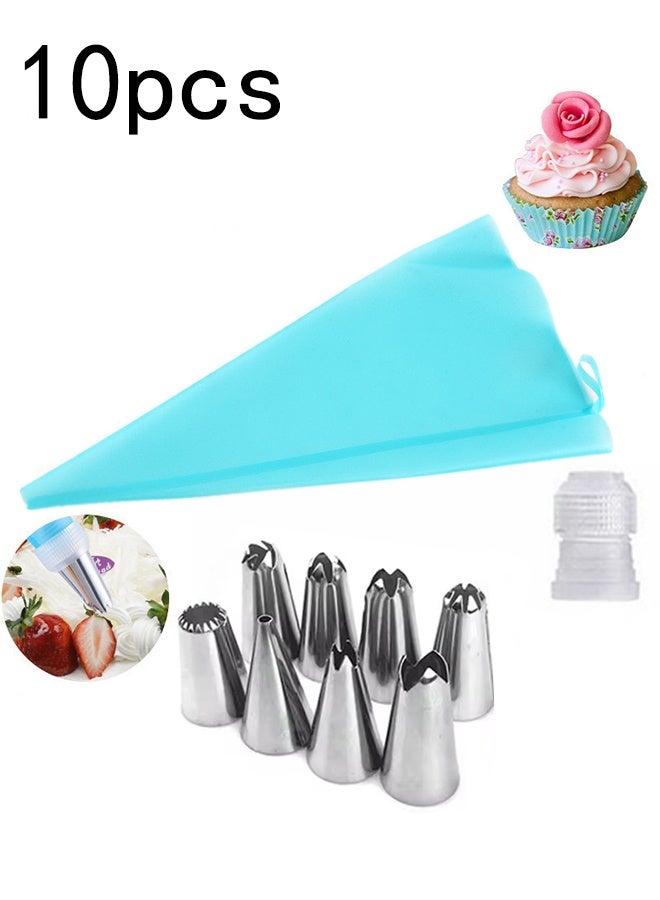 KANGLI 10 Pcs Modern Minimalist Stainless Steel Pastry Nozzles For Cream Blue Sheet - Image 1