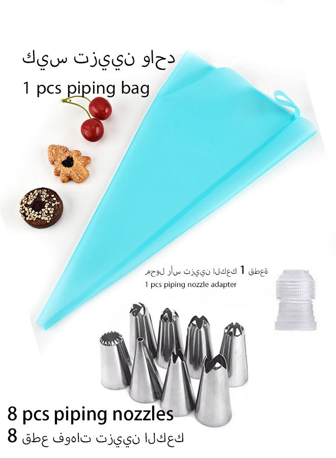 KANGLI 10 Pcs Modern Minimalist Stainless Steel Pastry Nozzles For Cream Blue Sheet - Image 2