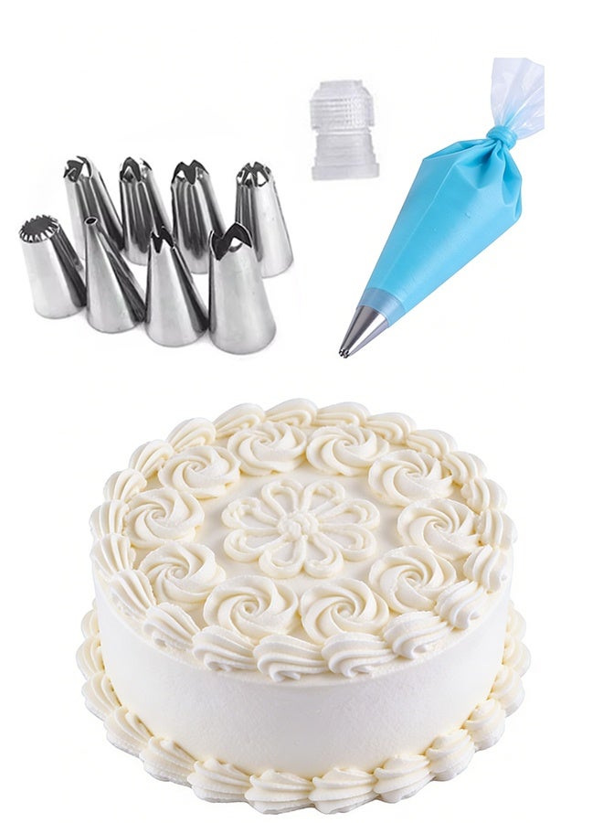 KANGLI 10 Pcs Modern Minimalist Stainless Steel Pastry Nozzles For Cream Blue Sheet - Image 3