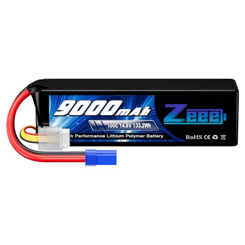 Zeee 4S Lipo Battery 9000mAh 14.8V 100C RC Lipos EC5 Connector with Metal Plates Compatible for Xmaxx RC Car RC Truck RC Tank RC Models - Image 1