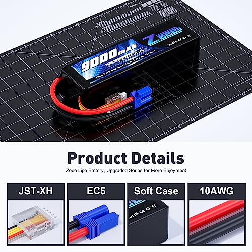 Zeee 4S Lipo Battery 9000mAh 14.8V 100C RC Lipos EC5 Connector with Metal Plates Compatible for Xmaxx RC Car RC Truck RC Tank RC Models - Image 3