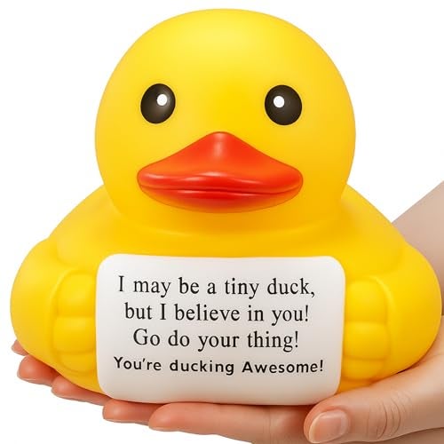 Civaner 7 Inch Emotional Giant Rubber Duck Big Jumbo Positive Yellow Duck Inspirational Gift Large Duckling Toy with Squeaky Sound for Men Coworker Colleges GraduationI Believe in You - Image 1