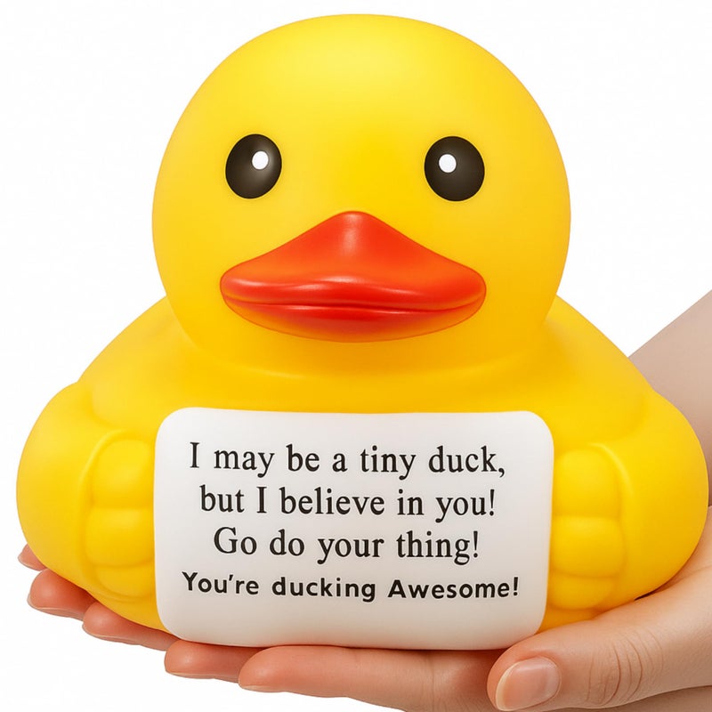 Civaner 7 Inch Emotional Giant Rubber Duck Big Jumbo Positive Yellow Duck Inspirational Gift Large Duckling Toy with Squeaky Sound for Men Coworker Colleges GraduationI Believe in You - Image 3