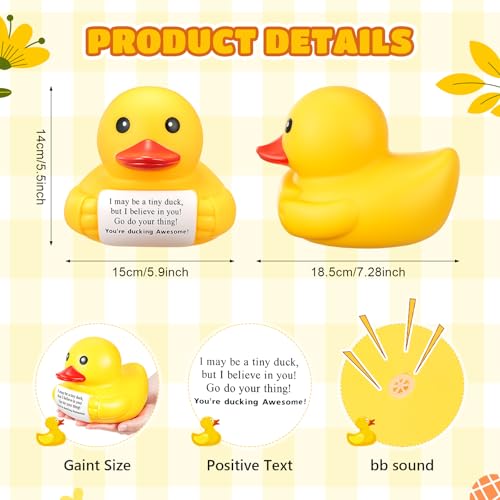 Civaner 7 Inch Emotional Giant Rubber Duck Big Jumbo Positive Yellow Duck Inspirational Gift Large Duckling Toy with Squeaky Sound for Men Coworker Colleges GraduationI Believe in You - Image 5