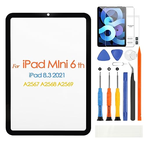 ARSSLY لآيباد ميني 6 لوحة زجاجية أمامية لاستبدال شاشة آيباد ميني 6 6th 2021 8.3 بوصة A2567 A2568 A2569 لوحة زجاجية خارجية مع أدوات مجانية (ليس LCD & شاشة لمس)  - Image 1
