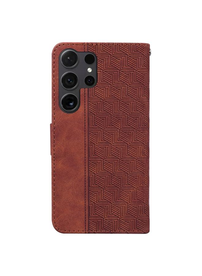 اس-توب جراب لهاتف Samsung Galaxy S24 Ultra 5G، جراب هاتف جلدي منقوش هندسيًا - Image 3