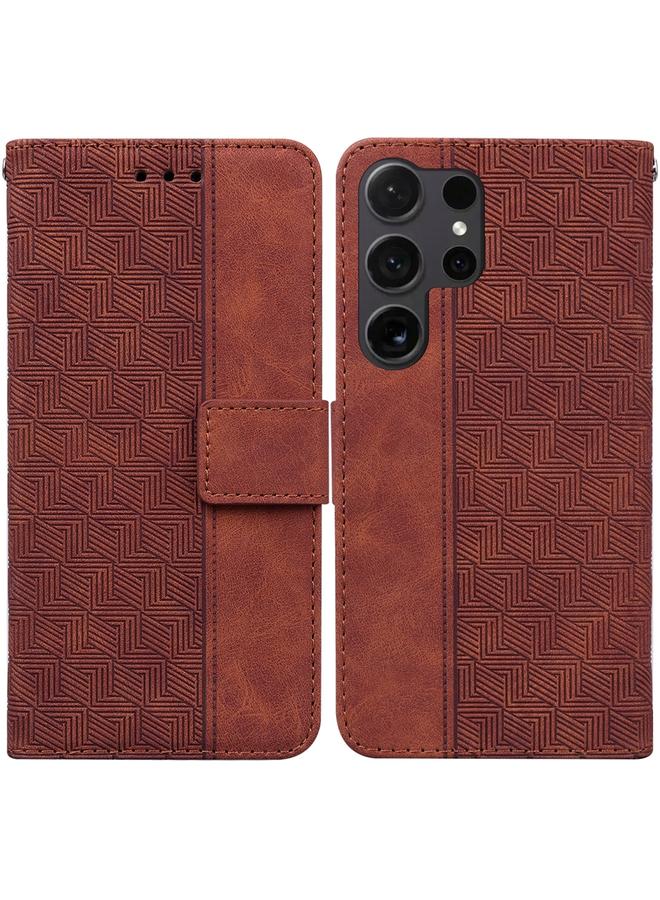 اس-توب جراب لهاتف Samsung Galaxy S24 Ultra 5G، جراب هاتف جلدي منقوش هندسيًا - Image 1