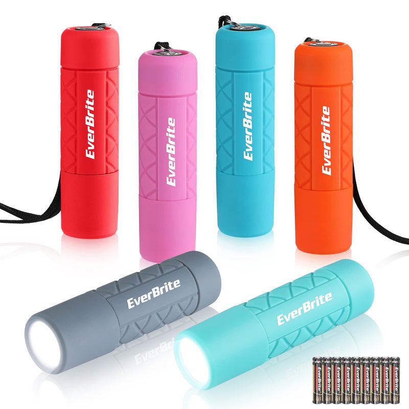EverBrite 6-Pack Mini Flashlight Set, Small Multicolor Flashlights with Lanyard, 1W Led for Camping, Hiking, Emergencies, 18 AAA Batteries Included, Gift for Christmas Birthday Anniversary - Image 1