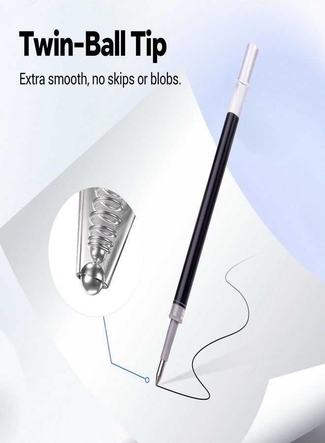 WRITECH عبوات إعادة تعبئة أقلام جل WRITECH W-1156: رأس رفيع 0.5 مم، حبر أسود، عبوة من 8 عبوات قابلة للسحب، سريعة الجفاف وكتابة سلسة - Image 5