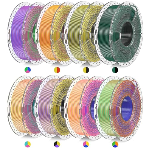 SUNLU Silk Filament Mini Pack, Dual & Triple Color 3D Filament Bundle, Individually Vacuum Packed, Dual Color*3, Triple Color*5, 2kg in Total - Image 1