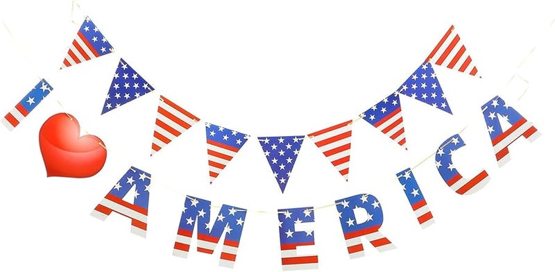 Independence Day Bunting Flags Garland Set USA Patriotic Party Decorations - Image 1