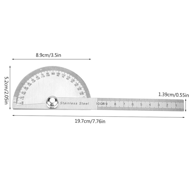 مقياس زوايا دوار من الفولاذ المقاوم للصدأ 0-180 درجة للهندسة والنجارة - Image 3