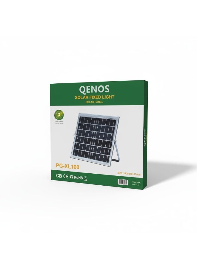 Qenos 100W Solar Powered Outdoor LED Floodlight with Solar Panel and Remote Control - White 6500K - Image 2
