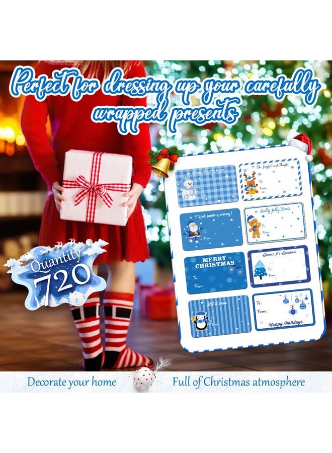Zonon 720 Pieces Self Adhesive Christmas Gift Tag Xmas Kraft Name Tags Natural Kraft Christmas Stickers Paper Tags Christmas Labels for Christmas Decoration(Fresh Style) - Image 3