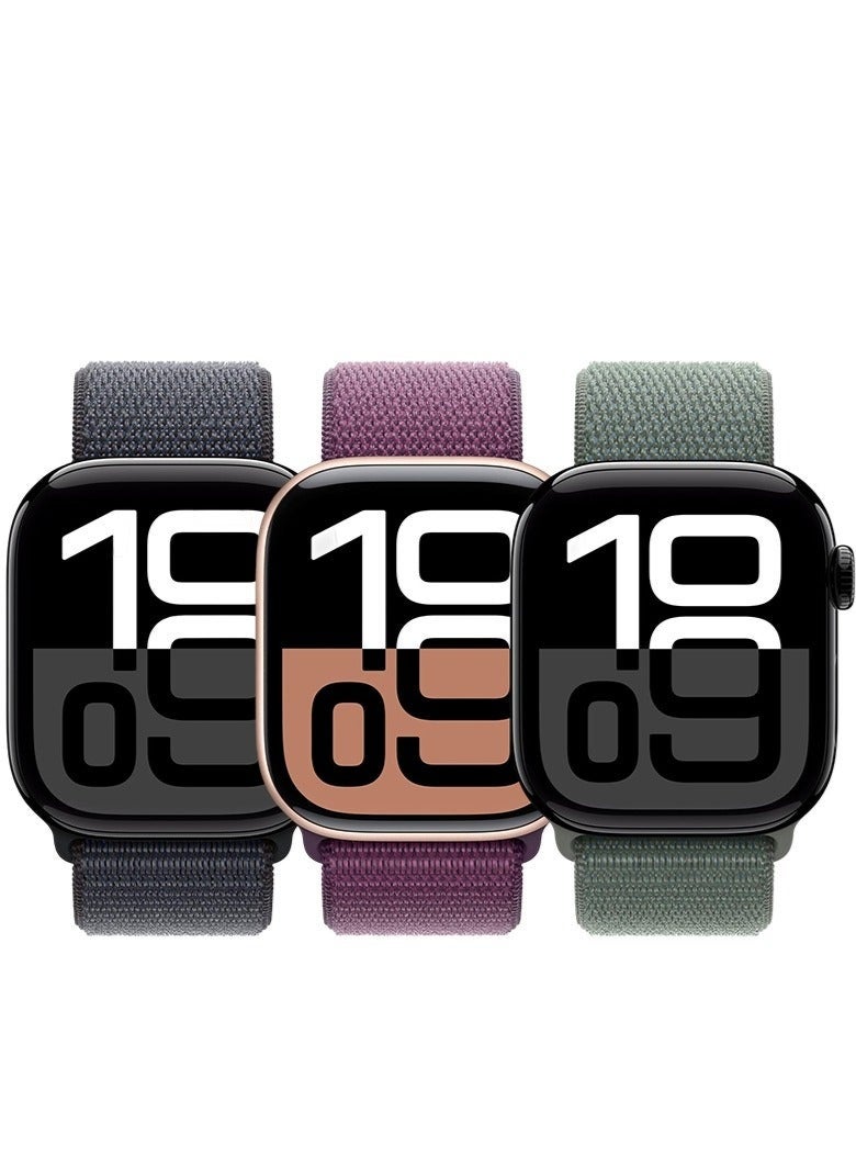 مستقبل نوفا مجموعة استبدال حزام نايلون من 3 قطع متوافقة مع أحجام أحزمة Apple Watch: 42 مم/44 مم/45 مم/46 مم/49 مم تناسب Apple Watch Ultra/Ultra 2/Ultra 3 وسلسلة 11/10/9/8/SE/7/6/5/4/3/2/1 وغيرها من الطرز متوفرة باللون الأسود/الأرجواني البرقوقي/الأخضر البحري(بدون ساعة يد) - Image 4