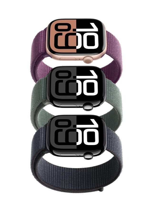 مستقبل نوفا مجموعة استبدال حزام نايلون من 3 قطع متوافقة مع أحجام أحزمة Apple Watch: 42 مم/44 مم/45 مم/46 مم/49 مم تناسب Apple Watch Ultra/Ultra 2/Ultra 3 وسلسلة 11/10/9/8/SE/7/6/5/4/3/2/1 وغيرها من الطرز متوفرة باللون الأسود/الأرجواني البرقوقي/الأخضر البحري(بدون ساعة يد) - Image 5
