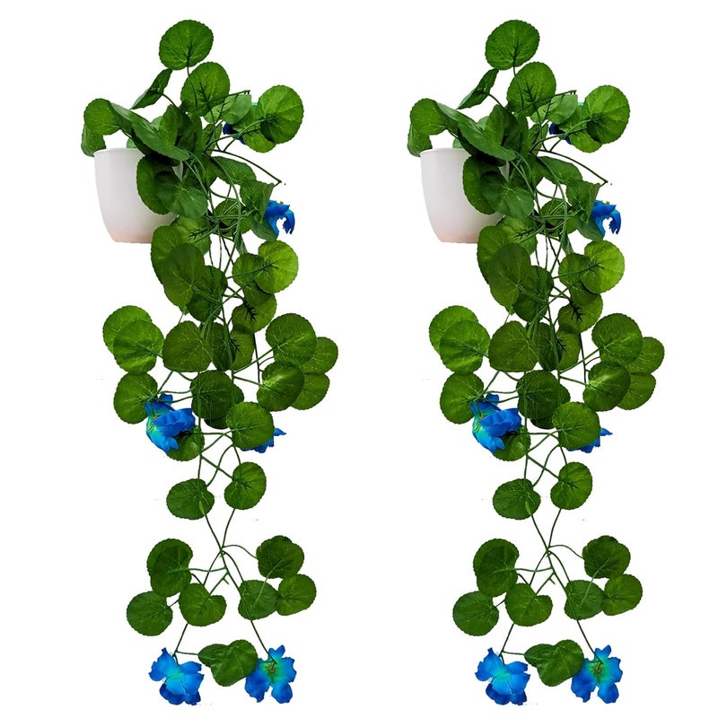 fancymart Artificial Flower Vine Plant Falling with Pot : Pack of 2 (Natural Touch & Feel)| Home Décor with Small Size Pot |Plant Hanging for Home Decor | Office Decor | Size 45 X 17 X 7 CM | 8164 - Image 1
