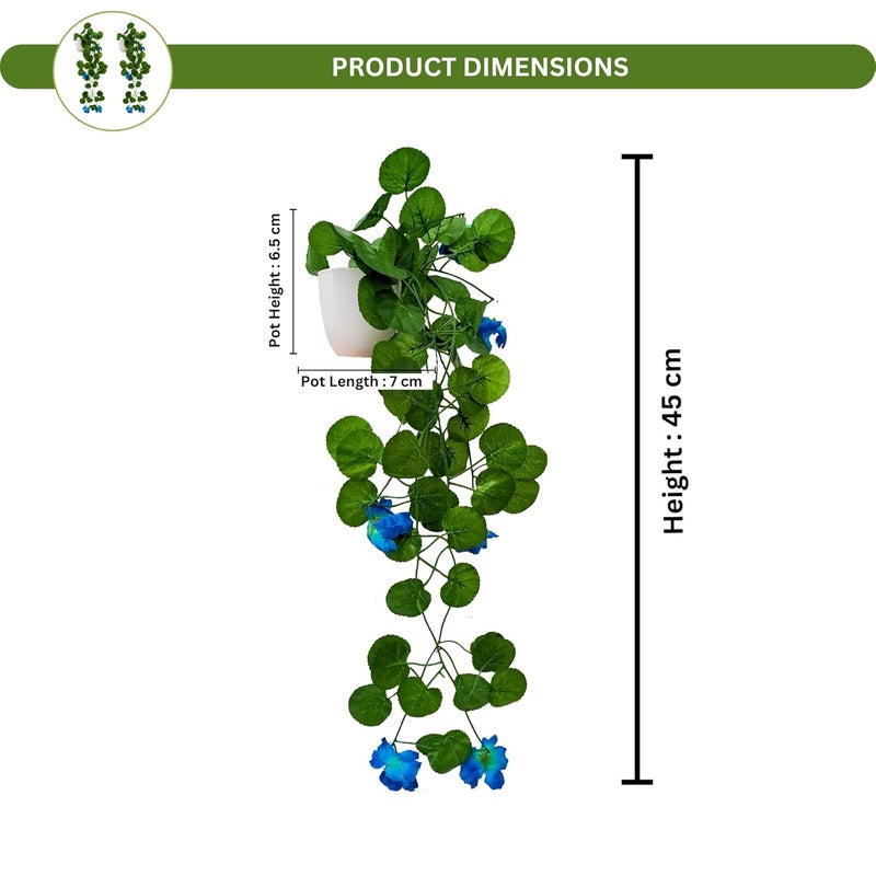 fancymart Artificial Flower Vine Plant Falling with Pot : Pack of 2 (Natural Touch & Feel)| Home Décor with Small Size Pot |Plant Hanging for Home Decor | Office Decor | Size 45 X 17 X 7 CM | 8164 - Image 3