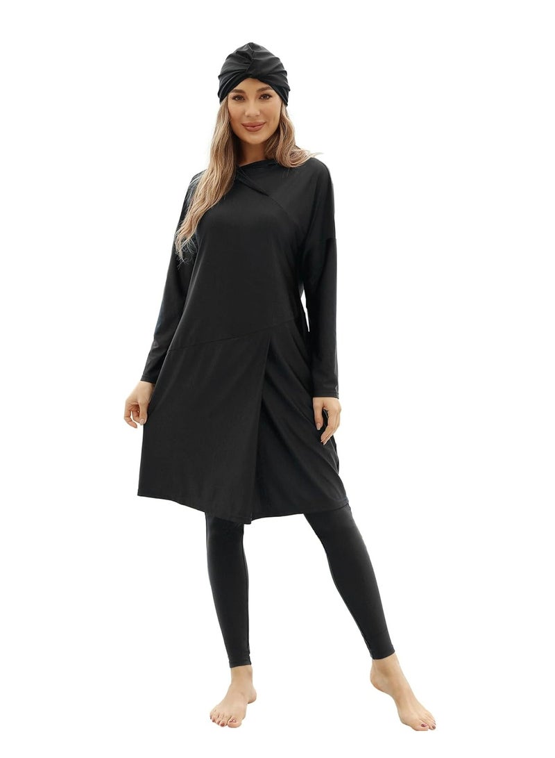 أوزيغالور مقاس XL 3 قطع ملابس سباحة نسائية من قطعة واحدة، UPF 50+، تشمل حجاب سباحة وقمصان بأكمام طويلة وسراويل - Image 1