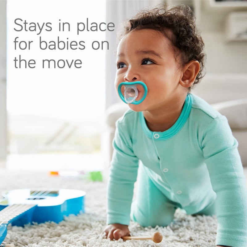 NANOBÉBÉ Nanobebe Active Baby Pacifiers 4-36 Months - Orthodontic, Lightweight and Vented, Curves Comfortably with Face Contour, 100% Silicone - BPA Free, Perfect Baby Registry Gift 4pk, Teal/Grey - Image 3