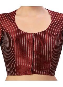 Studio Shringaar Studio Shringaar Women's Polyester Short Sleeve Saree Blouse (S2593_Bronze, Maroon_40)  - Image 3