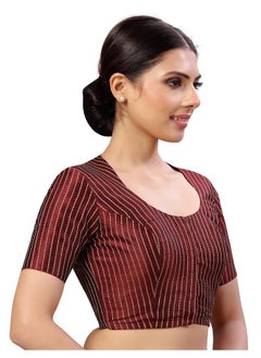 Studio Shringaar Studio Shringaar Women's Polyester Short Sleeve Saree Blouse (S2593_Bronze, Maroon_40)  - Image 4
