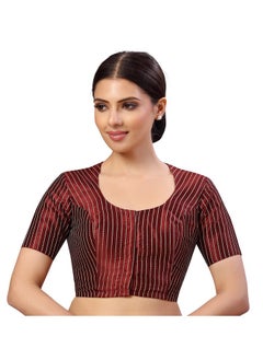 Studio Shringaar Studio Shringaar Women's Polyester Short Sleeve Saree Blouse (S2593_Bronze, Maroon_40)  - Image 5
