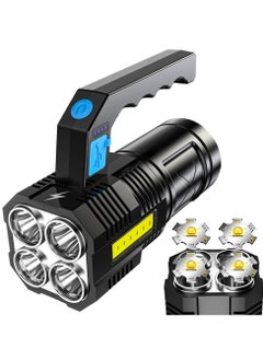 KASTWAVE LED Flashlight Rechargeable, Handheld Torch Light for Outdoor Camping Emergency, 4 LED Zoomable Waterproof Ultra Bright USB Searchlight with COB Work Light  - Image 1
