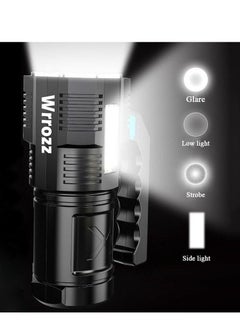 KASTWAVE LED Flashlight Rechargeable, Handheld Torch Light for Outdoor Camping Emergency, 4 LED Zoomable Waterproof Ultra Bright USB Searchlight with COB Work Light  - Image 2