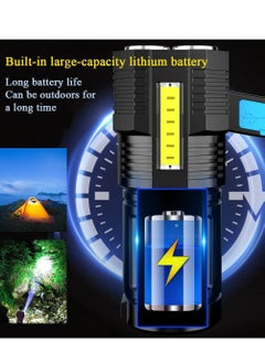 KASTWAVE LED Flashlight Rechargeable, Handheld Torch Light for Outdoor Camping Emergency, 4 LED Zoomable Waterproof Ultra Bright USB Searchlight with COB Work Light  - Image 4