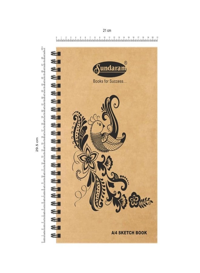 Sundaram A4 Sketch Book | Spiral Bound (Wiro) | 100 Pages Plain Drawing Book | 29.5 x 21 cm | Blank Art Pad for Sketching & Doodling | Pack of 1 | (Cover Page Design My Vary) - Image 2
