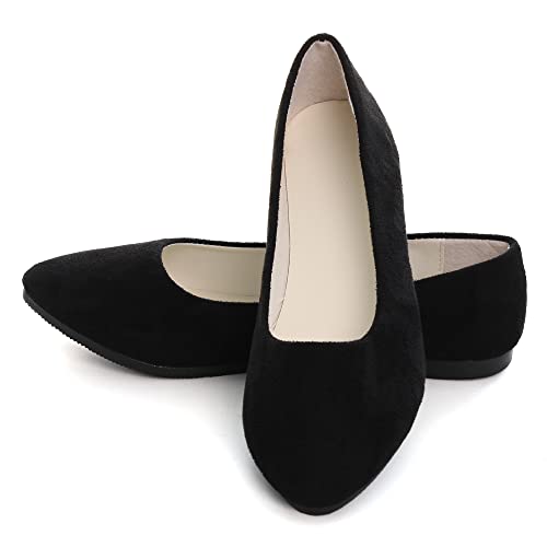 Dear Time Women Flat Shoes Comfortable Slip on Pointed Toe Ballet Flats Black US 9 - Image 1