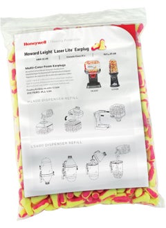 Howard Leight Howard Leight Laser Lite Hi-Visibility Earplug Refill for HL400 Dispenser, 200 Pairs (LPF-LS4-REFILL), Yellow/Magenta 