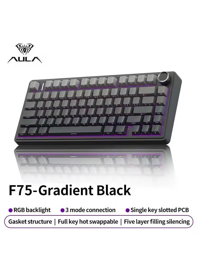 AULA F75 Gaming Mechanical Keyboard RGB Customized 75% Layout Side-engraving Gasket Mounted 80keys PBT Gradient Keycaps keyboard - Image 1