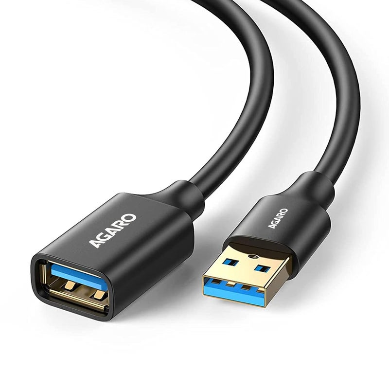 AGARO USB Extender, USB 3.0 Extension Cable Male to Female USB Cable High-Speed 5GBps Data Transfer Compatible with Webcam, Gamepad, Keyboard, Mouse, Hard Drive, Xbox, Laptop/PC/Mac/Printer, 2 Meter - Image 1