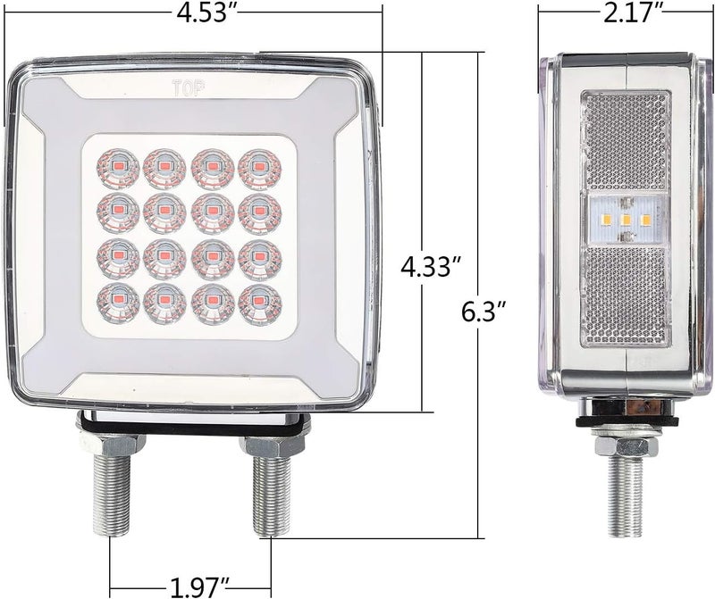Partsam Pair Double Face Square Pedestal Fender Turn Signal Lights with Halo Glow - Image 4