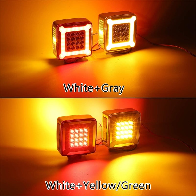 Partsam Pair Double Face Square Pedestal Fender Turn Signal Lights with Halo Glow - Image 3