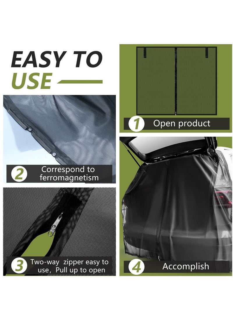 Generic - Car Tailgate Mosquito Net, Car Camping Net, Breathable Mesh Net for Car Tailgate for UV Sun Protection Ventilation Mesh Closed by Zipper, Magnetic Suction for SUV MPV Camping Self Drive Trip, L - Image 1