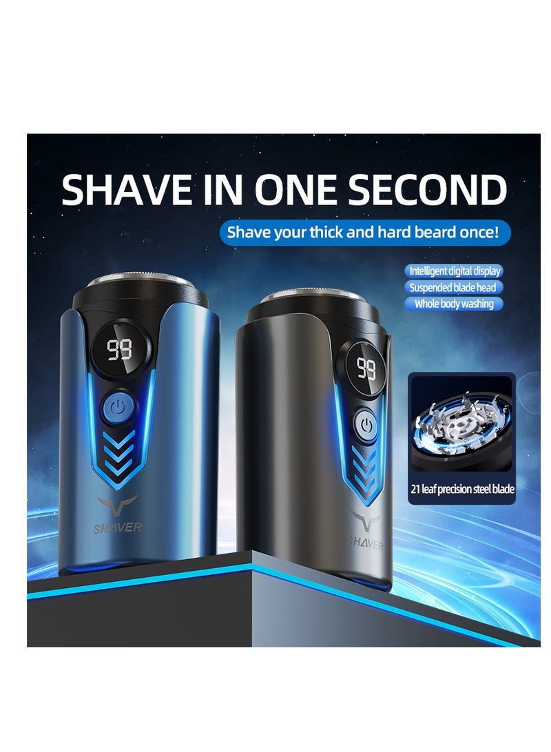 الحلاقة الكهربائية، الحلاقة المحمولة الصغيرة مع شاشة LED الرقمية - USB / نوع-C قابلة لإعادة الشحن الحلاقة الجيب المقاوم للماء، الشحن السريع، الحلاقة القريبة، تصميم المدمج للسفر والسيارة والمنزل والهدايا - الحلاقة الكهربائية الصغيرة للرجال (T2-الرمادي) - Image 3