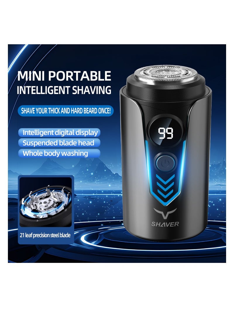 الحلاقة الكهربائية، الحلاقة المحمولة الصغيرة مع شاشة LED الرقمية - USB / نوع-C قابلة لإعادة الشحن الحلاقة الجيب المقاوم للماء، الشحن السريع، الحلاقة القريبة، تصميم المدمج للسفر والسيارة والمنزل والهدايا - الحلاقة الكهربائية الصغيرة للرجال (T2-الرمادي) - Image 5