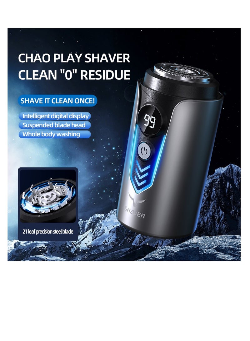 الحلاقة الكهربائية، الحلاقة المحمولة الصغيرة مع شاشة LED الرقمية - USB / نوع-C قابلة لإعادة الشحن الحلاقة الجيب المقاوم للماء، الشحن السريع، الحلاقة القريبة، تصميم المدمج للسفر والسيارة والمنزل والهدايا - الحلاقة الكهربائية الصغيرة للرجال (T2-الرمادي) - Image 4