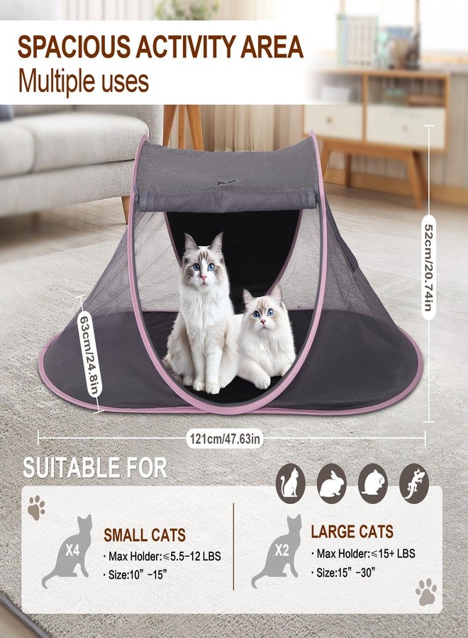 X-ZONE PET Outdoor Cat Tent, Pop Up Cat Playpen, Pet Enclosure Suitable Birds and Small Animals Pink - Image 2