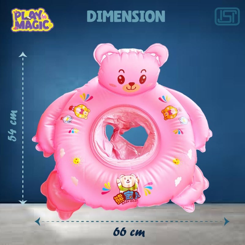 PlayMagic Teddy-Splash Swim Float Swimming Tube|60cm Swim Float Tube|Beach Swim Seat Ring|Floating Lounge for Pool & Lake|Outdoor Fun Toy for Pool Party|Birthday Gift for Kids 4+|Pink - Image 2
